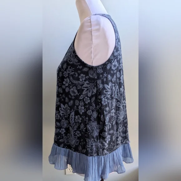 NWOT Abercrombie Kids Blue Floral Top With Chiffon Ruffle Size 15/16(Bust 32/34) - Picture 4 of 9